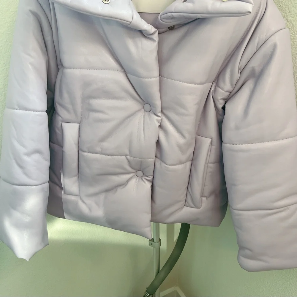 NWOT Nanushka HIDE Vegan Leather puffer jacket Lilac - Picture 7 of 13